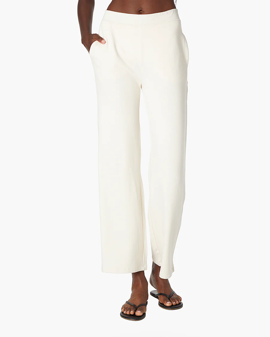 French Terry Wide Leg Pant - Cream