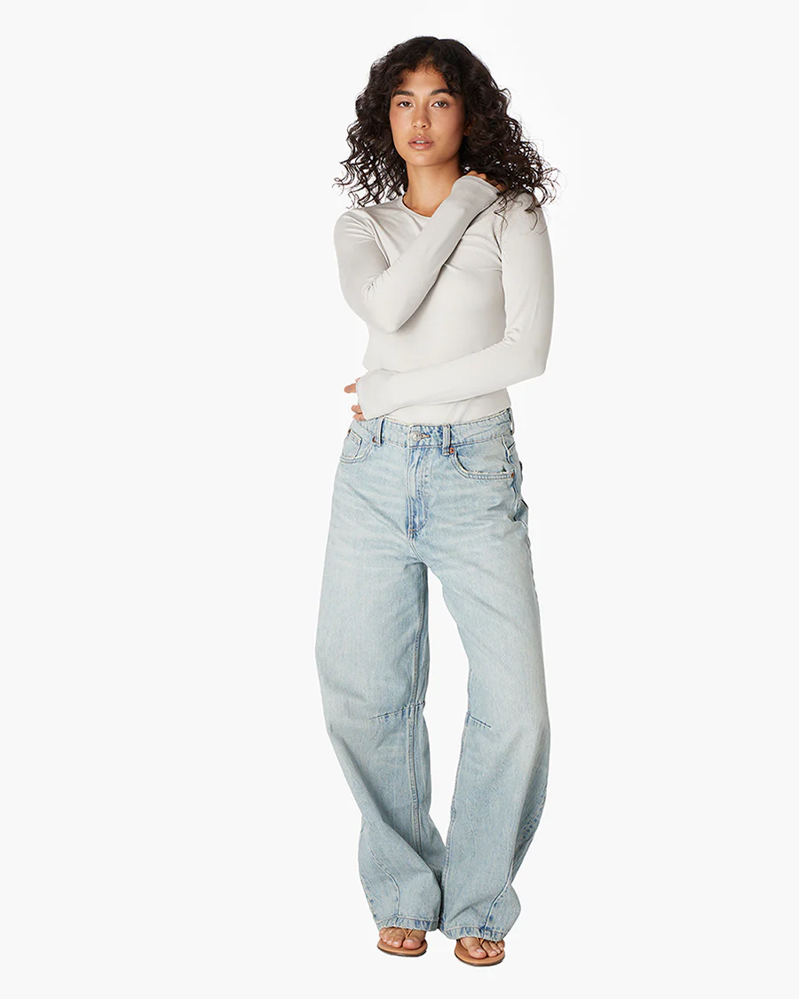 Long Sleeve Stretch Crewneck - Stone