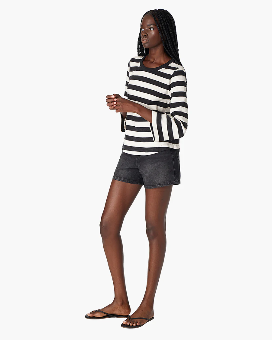 Classic Striped 3/4 Tee - Black/White