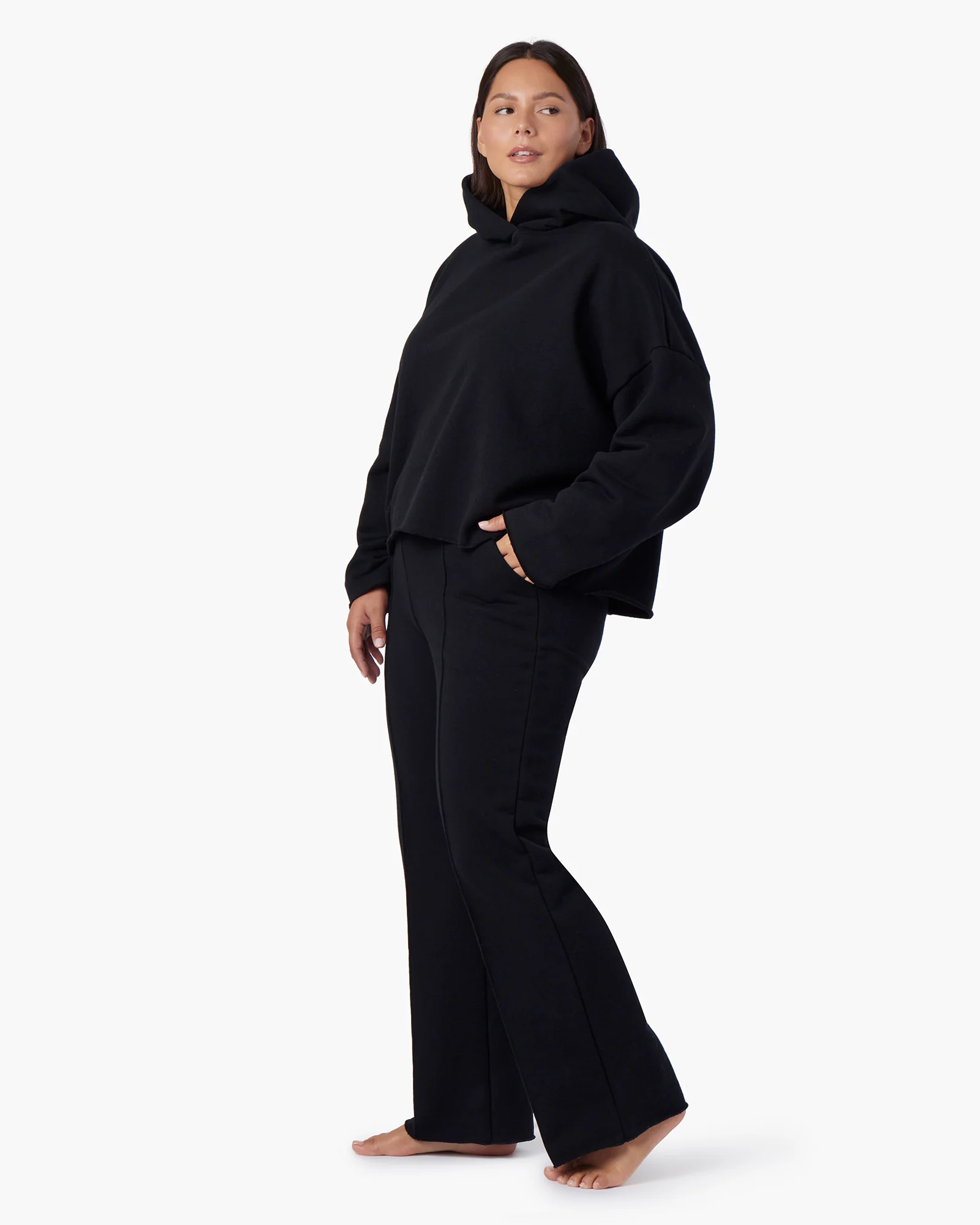 Raw Edge Hoodie - Black