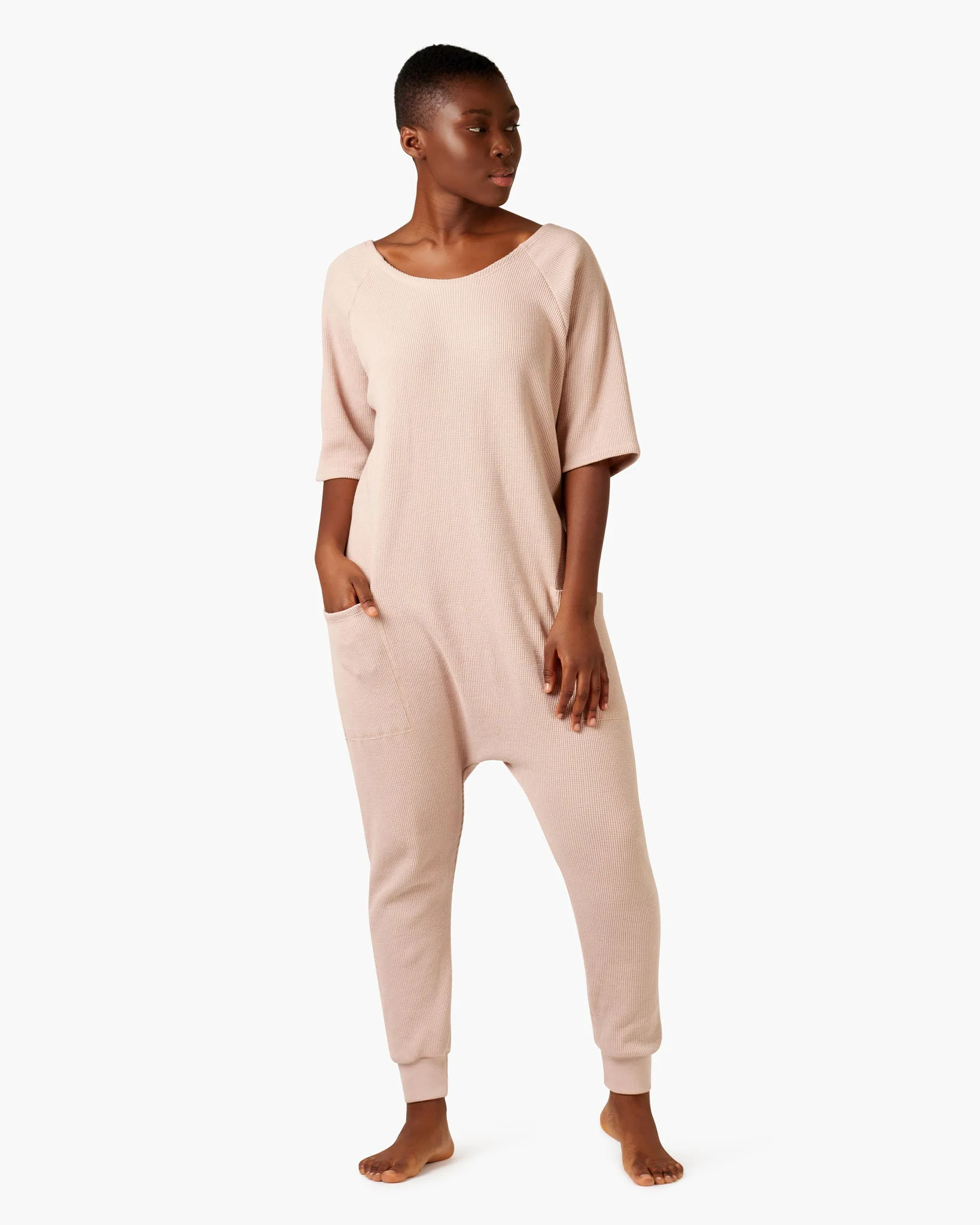 The Waffle Jumpsuit - Muddy rose