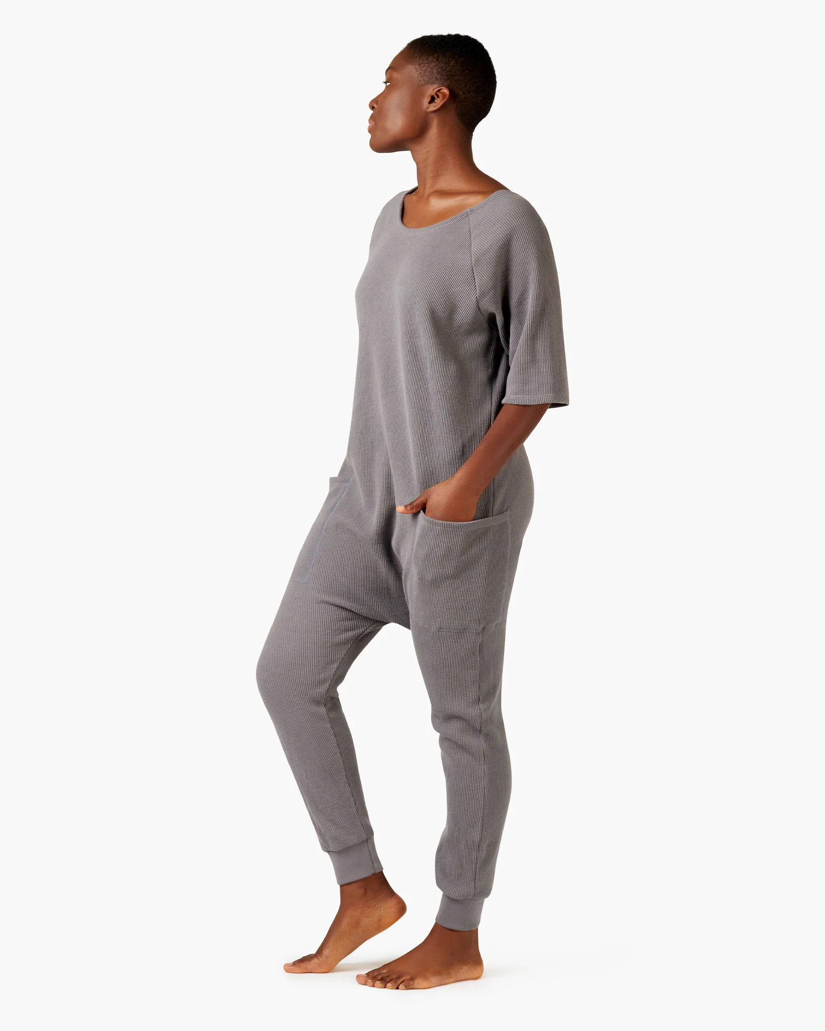 The Waffle Jumpsuit - Steel Grey