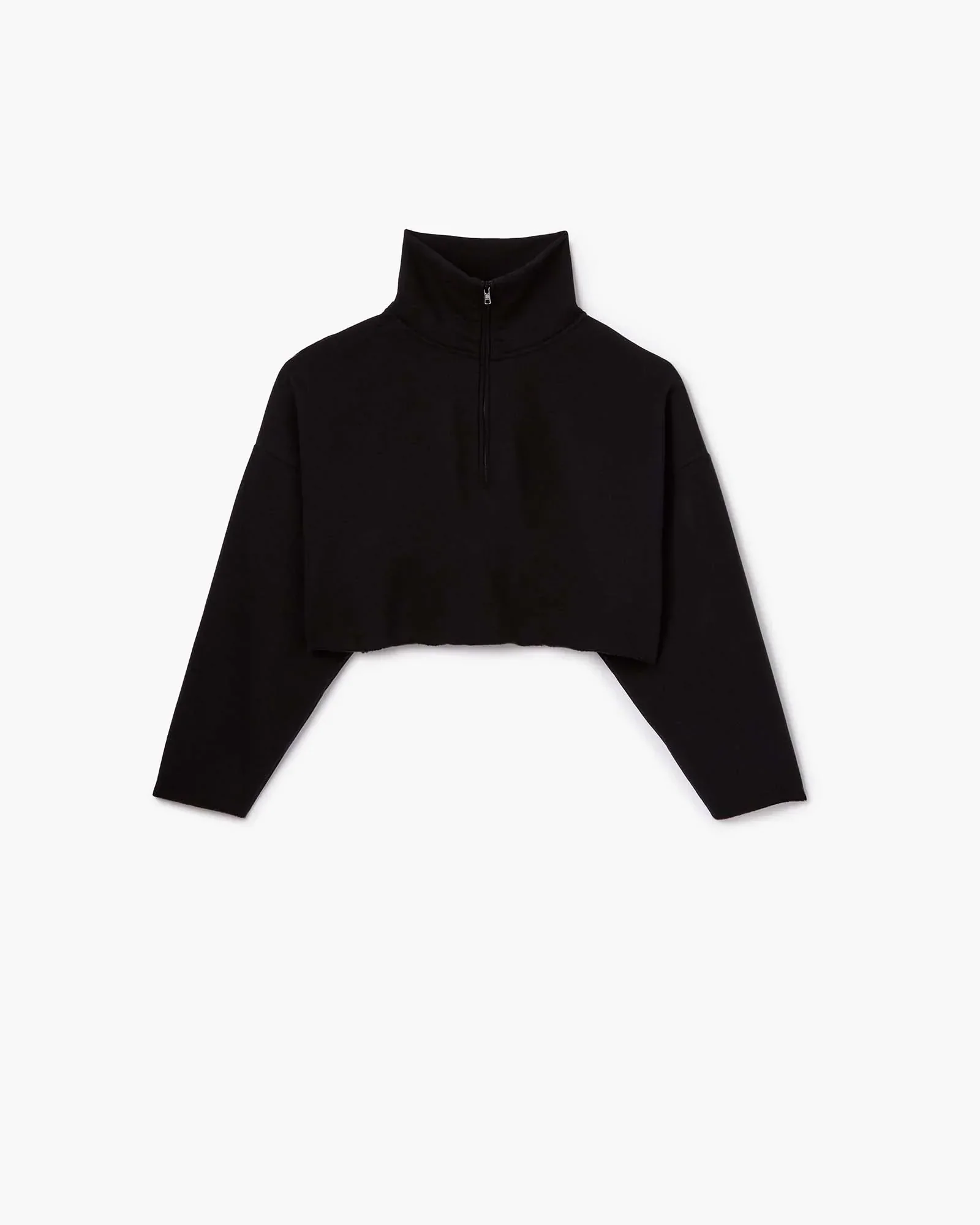 Core Fleece Cropped Half Zip - Black