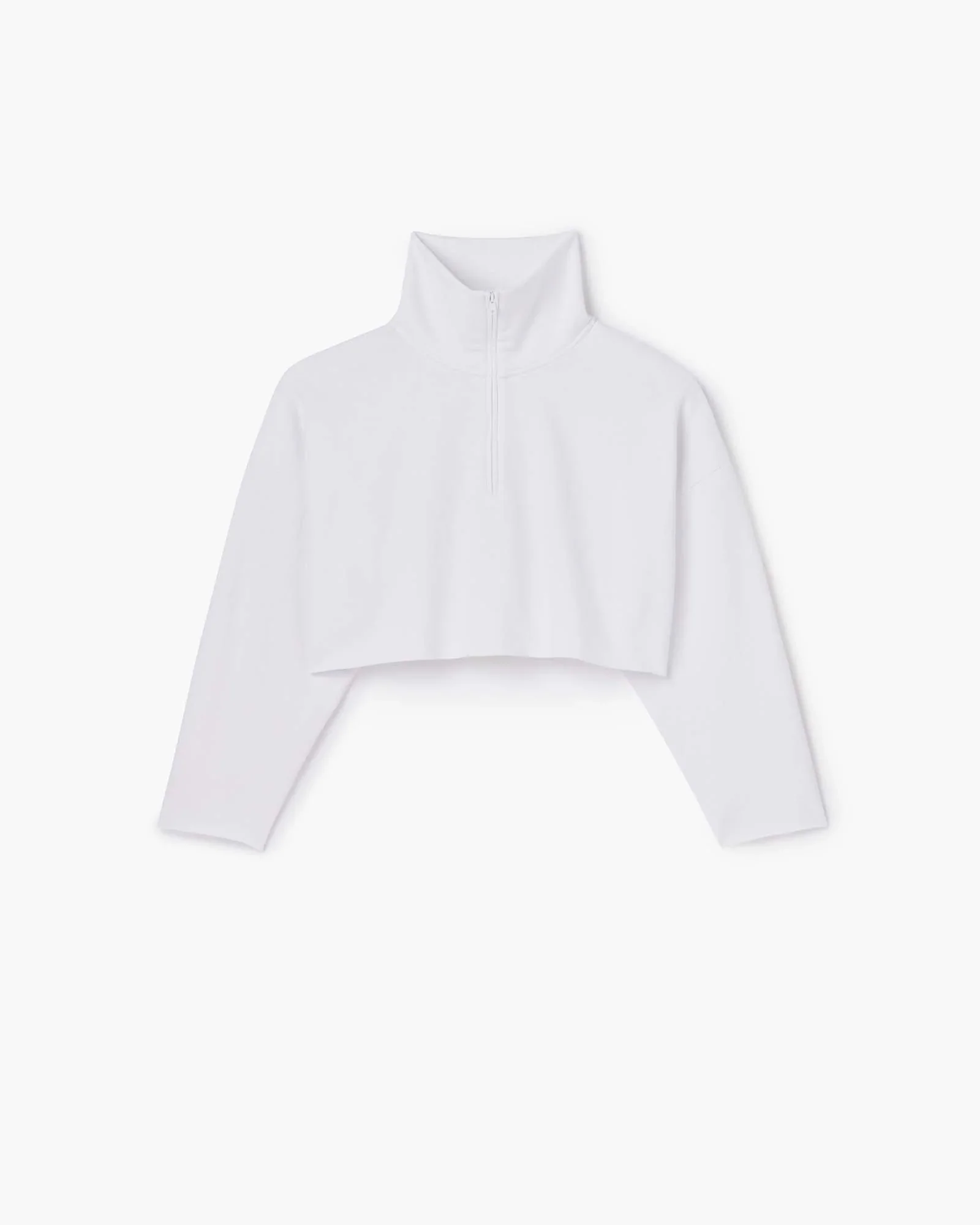 Core Fleece Cropped Half Zip - White
