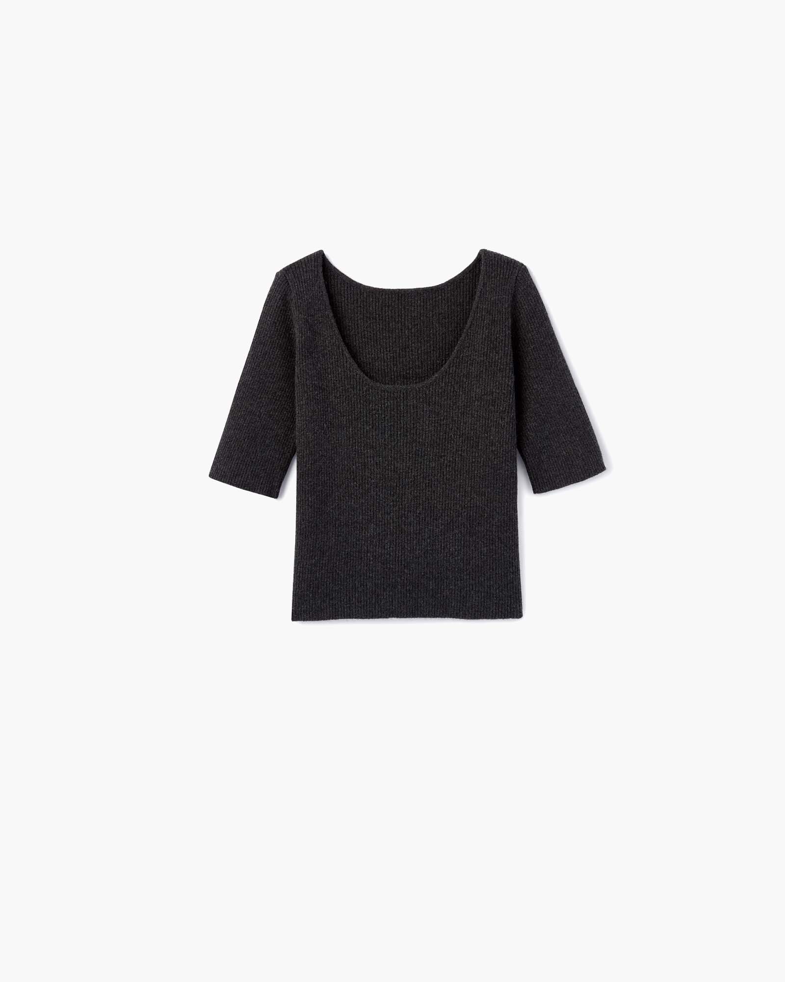 Ribbed Ballet Tee - Charcoal