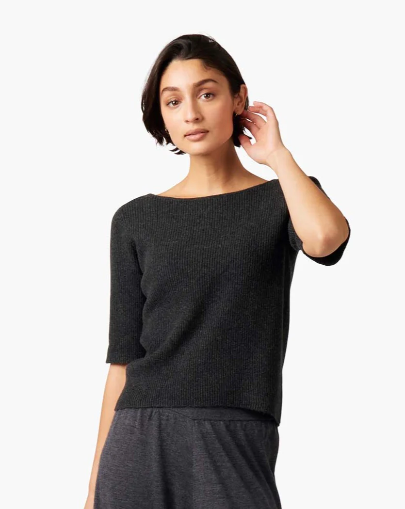 Ribbed Ballet Tee - Charcoal