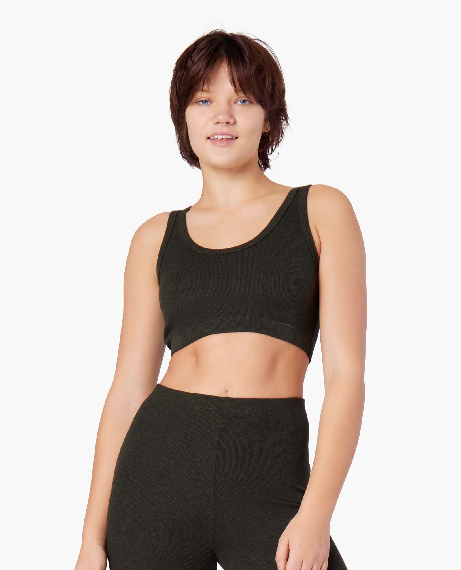 Super Rib Two Way Tank Bra - Moss