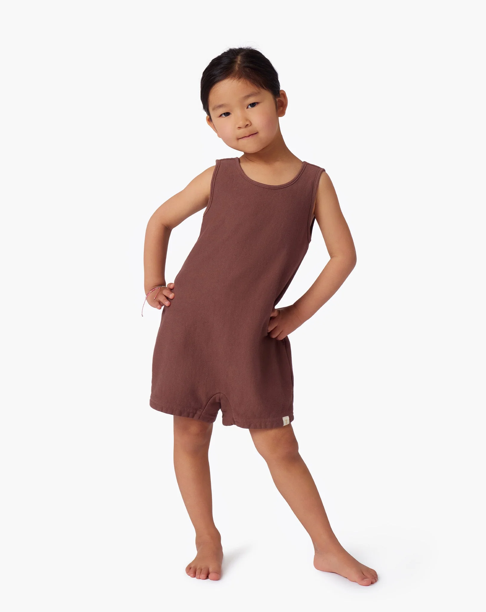 Kids Short Playsuit - Cafe